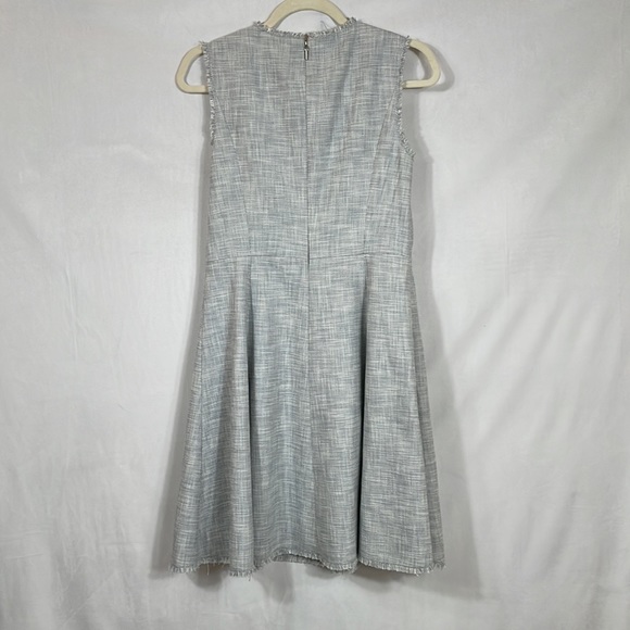 Rebecca Taylor Dress 8 Tweed Fabric Frayed Accent A-line EUC - Picture 3 of 10